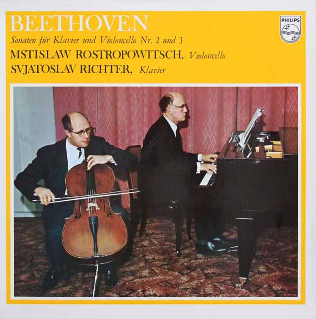 ロストロポーヴィチ、リヒテルのベートーヴェン/チェロソナタ第2番、3番　蘭PHILIPS　3634　LP レコード