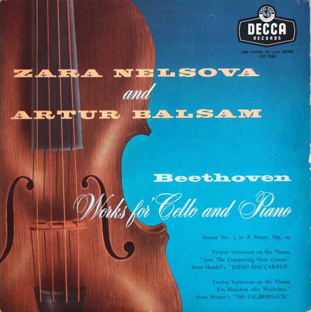 【オリジナル盤】　ネルソヴァ、バルサムのベートーヴェン/チェロソナタ第3番ほか　英DECCA　3635　LP レコード