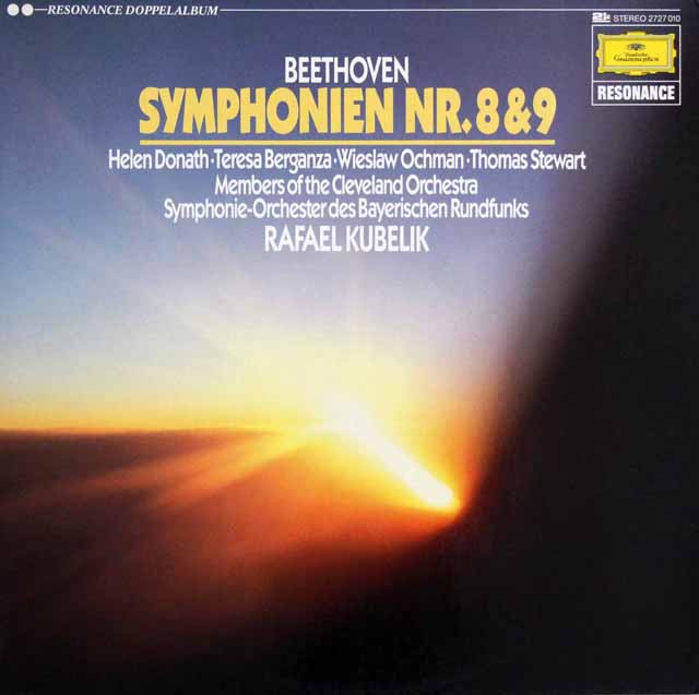クーベリックのベートーヴェン/交響曲第8、9番「合唱付き」　独DGG　3635　LP レコード
