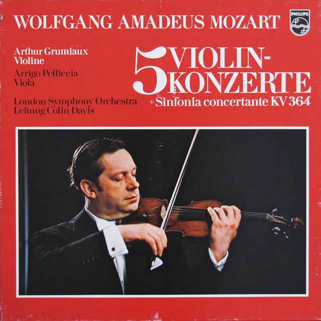 グリュミオー、デイヴィスのモーツァルト/ヴァイオリン協奏曲集　独PHILIPS　3636　LP レコード
