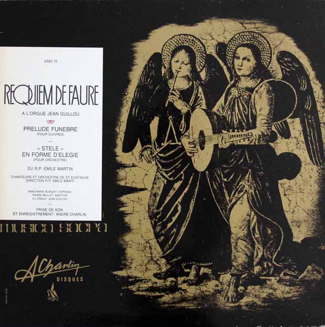 マルタンのフォーレ/レクイエム　仏Charlin Disques　3636　LP レコード