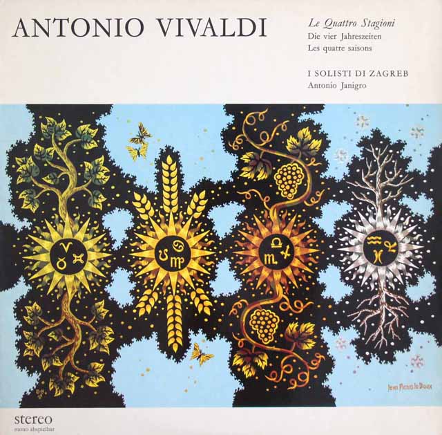ヤニグロ、イ・ソリスティ・ザグレブのヴィヴァルディ/「四季」　スイスexlibris　3636　LP レコード