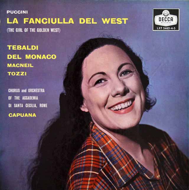 【モノラル】　テバルディ、デル・モナコらのプッチーニ/「西部の娘」全曲　英DECCA　3637　LP レコード