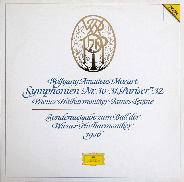 レヴァインのモーツァルト/交響曲第30番、第31番「パリ」、第32番（1986年ウィーン・フィル舞踏会特別盤）　独DGG　3638　LP レコード