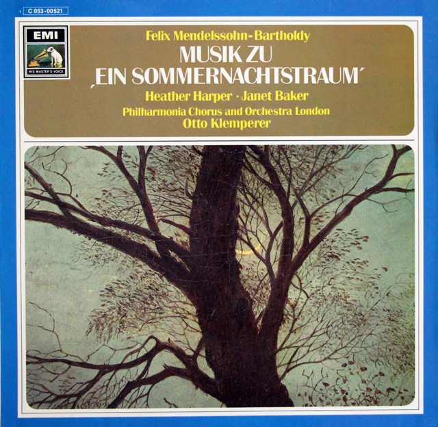 ハーパー、ベイカー&クレンペラーのメンデルスゾーン/「真夏の夜の夢」　独EMI　3638　LP レコード