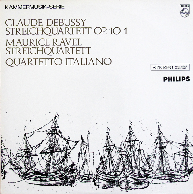 イタリア四重奏団のドビュッシー、ラヴェル/弦楽四重奏曲集　蘭PHILIPS　3639　LP レコード