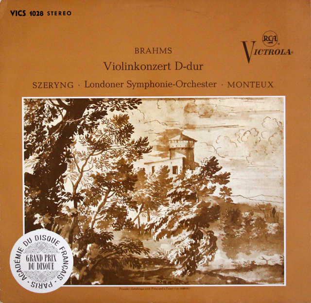 シェリング、モントゥーのブラームス/ヴァイオリン協奏曲　独RCA　3640　LP レコード