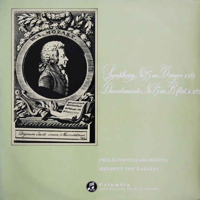 【オリジナル盤】　カラヤンのモーツァルト/交響曲第35番「ハフナー」ほか 　英Columbia　3702　LP レコード
