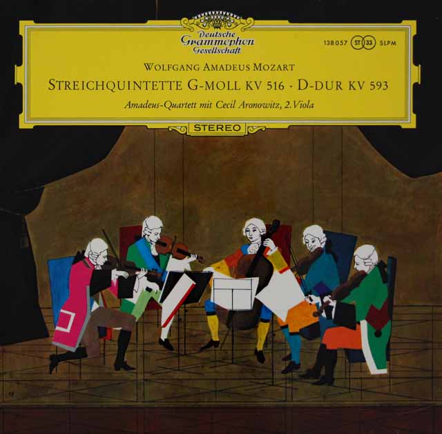 アマデウス四重奏団、アロノヴィッツのモーツァルト/弦楽五重奏曲第4、5番　独DGG　3703　LP レコード