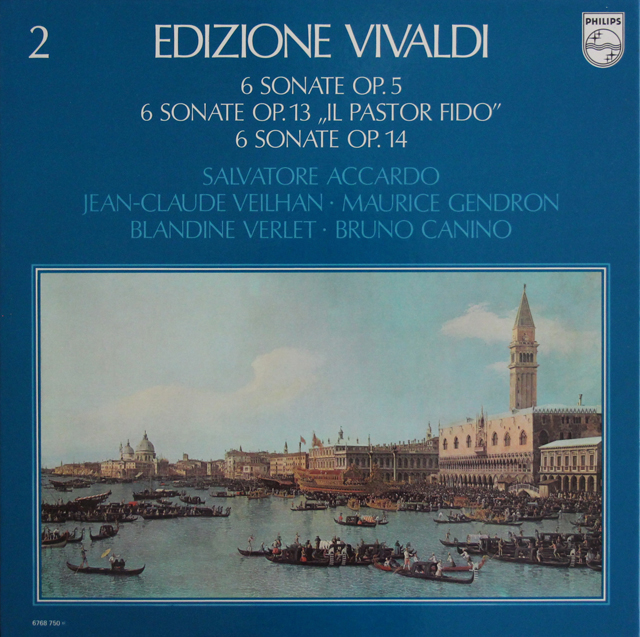 ヴィヴァルディ・エディション　第2巻　アッカルド、ジャンドロンらのヴィヴァルディ/6つのソナタ 作品5、13、14　蘭PHILIPS　3704　LP レコード