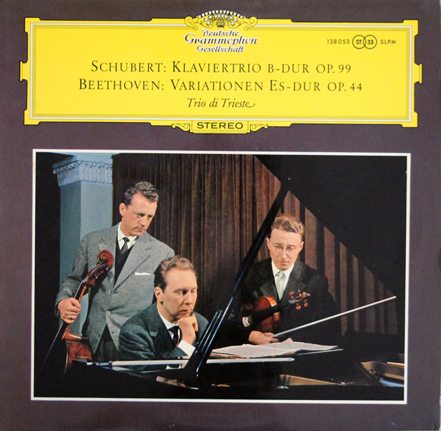 トリエステ三重奏団のシューベルト/ピアノ三重奏曲第1番ほか　独DGG　3705　LP レコード