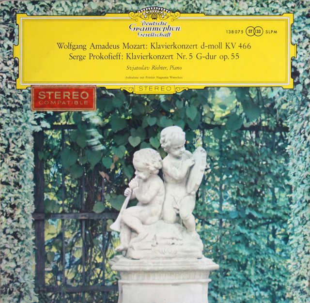 【細字ステレオ、独最初期盤】　リヒテルのモーツァルト、プロコフィエフ/ピアノ協奏曲集　独DGG　3705　LP レコード