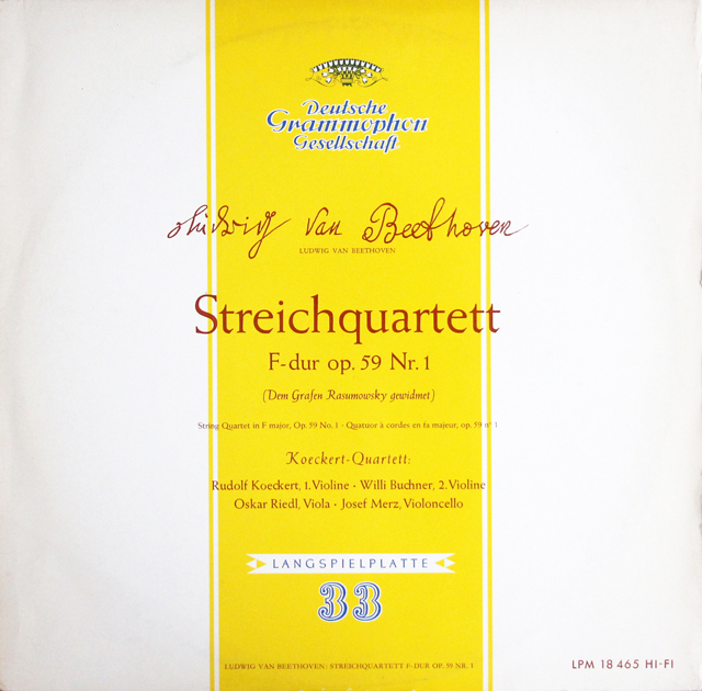ケッケルト四重奏団のベートーヴェン/弦楽四重奏曲第7番「ラズモフスキー第1番」　独DGG　3705　LP レコード