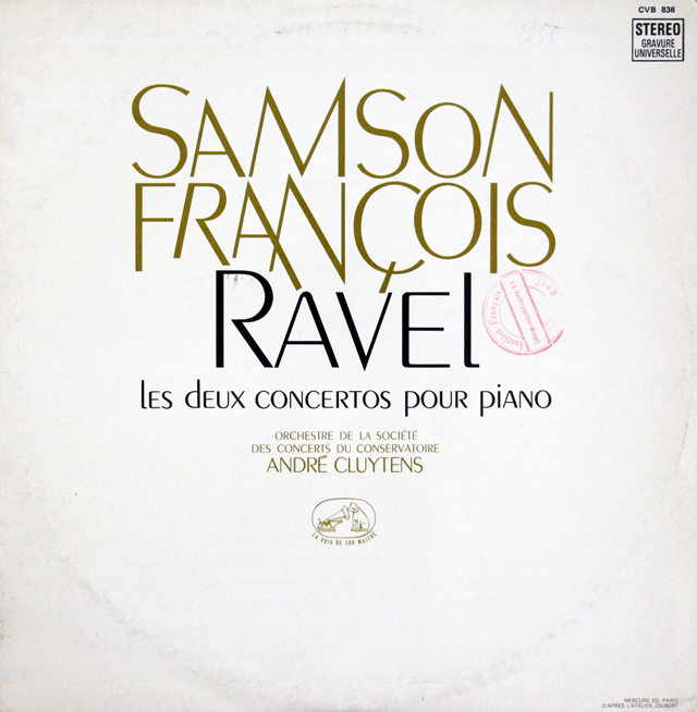 フランソワ、クリュイタンスのラヴェル/ピアノ協奏曲集　仏EMI（VSM）　3705　LP レコード