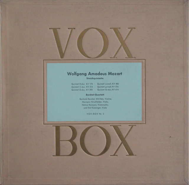 バルヒェット四重奏団のモーツァルト/弦楽五重奏曲全集　独VOX　3705　LP レコード