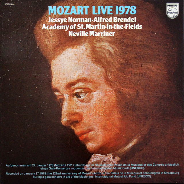 ブレンデル、ノーマン、マリナーのモーツァルト・ライヴ1978　蘭PHILIPS　3705　LP レコード