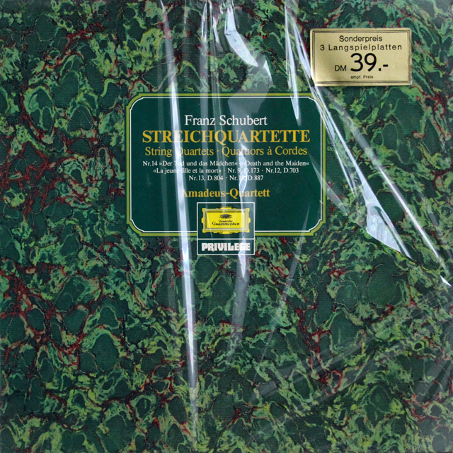 【未開封】　アマデウス四重奏団のシューベルト/弦楽四重奏曲第14番「死と乙女」ほか　独DGG　3706　LP レコード