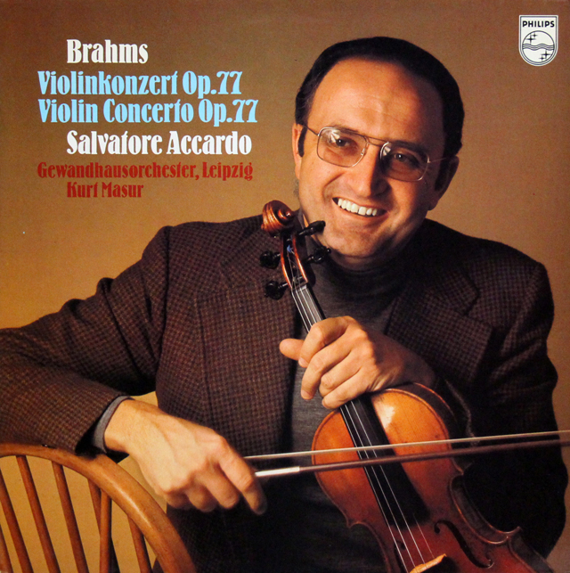 【サンプル盤】　アッカルド、マズアのブラームス/ヴァイオリン協奏曲　蘭PHILIPS　3707　LP レコード