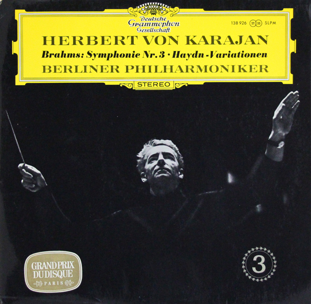 カラヤンのブラームス/交響曲第3番ほか　独DGG　3707　LP レコード