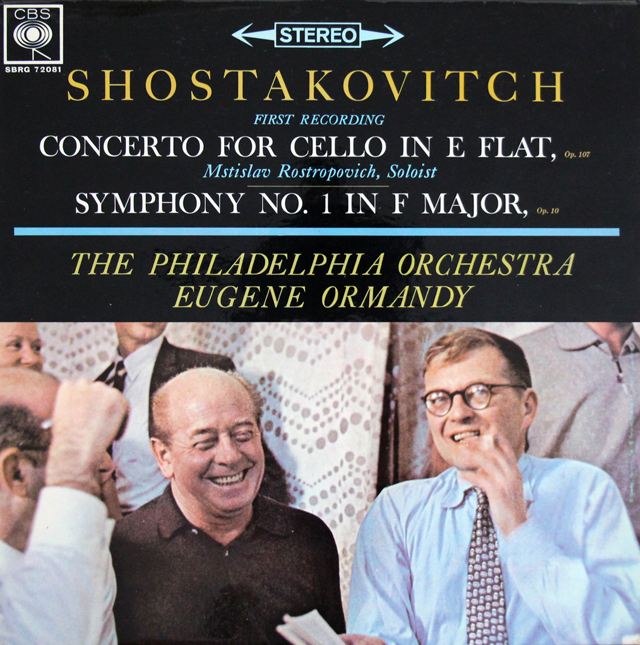 ロストロポーヴィチ、オーマンディのショスタコーヴィチ/チェロ協奏曲第1番 ほか　英CBS　3710　LP レコード