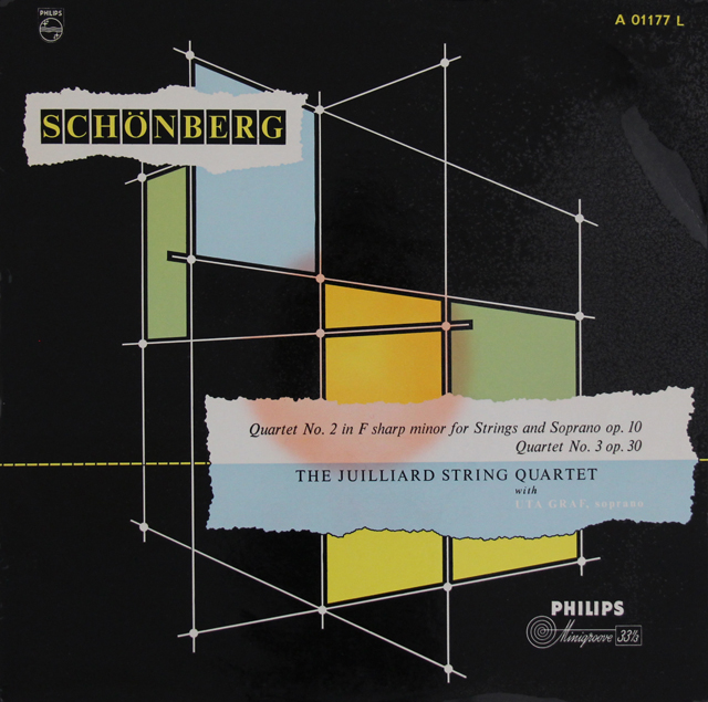 ジュリアード四重奏団のシェーンベルク/弦楽四重奏曲 第2、3番　蘭PHILIPS　3710　LP レコード