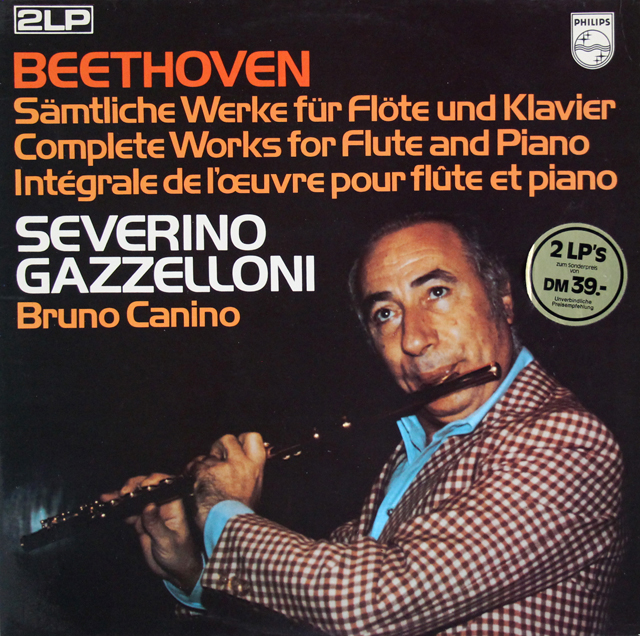 ガッゼローニ、カニーノのベートーヴェン/フルートとピアノのための作品集　蘭PHILIPS　3710　LP レコード