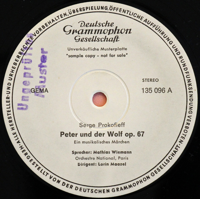 【白レーベル/非売品(テストプレス)】　マゼールのプロコフィエフ/「ピーターと狼」ほか　独DGG　3713　LP レコード