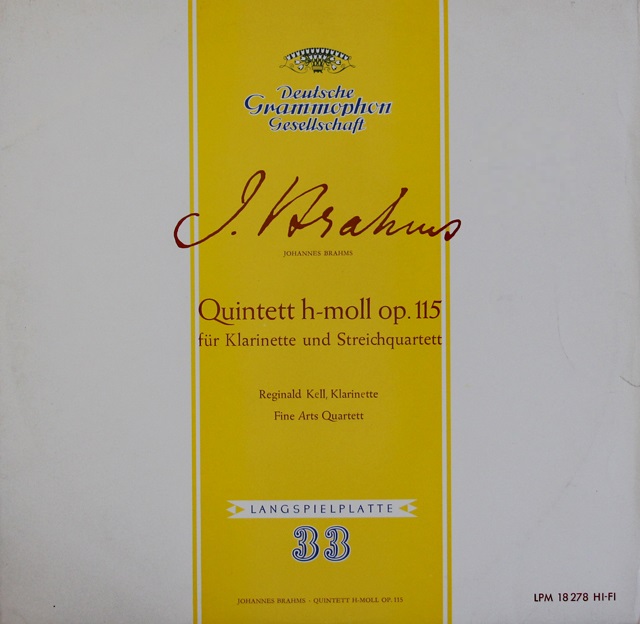 ケル、ファイン・アーツ四重奏団のブラームス/クラリネット五重奏曲 ロ短調　独DGG　3717　LP レコード