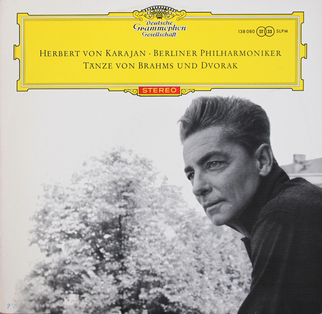 【赤ステレオ、独最初期盤】　カラヤンのブラームス、ドヴォルザーク/舞曲集　独DGG　3719　LP レコード