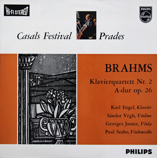 エンゲル、ヴェーグらのブラームス/ピアノ四重奏曲第2番　蘭PHILIPS　3719　LP レコード