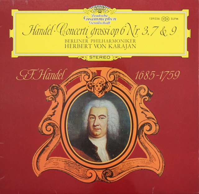 カラヤンのヘンデル/合奏協奏曲　作品6-3・7＆9　独DGG　3720　LP レコード