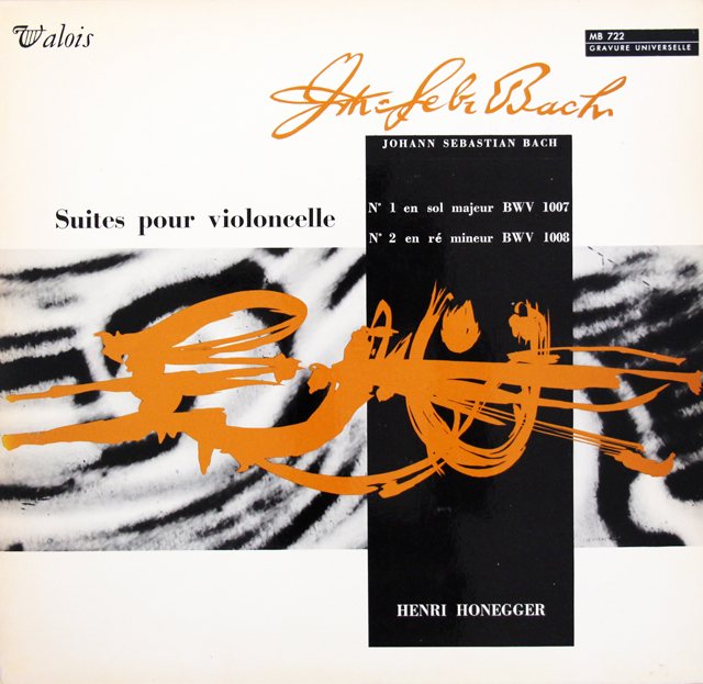 オネゲルのバッハ/無伴奏チェロ組曲第1、2番　仏VALOIS　3720　LP レコード