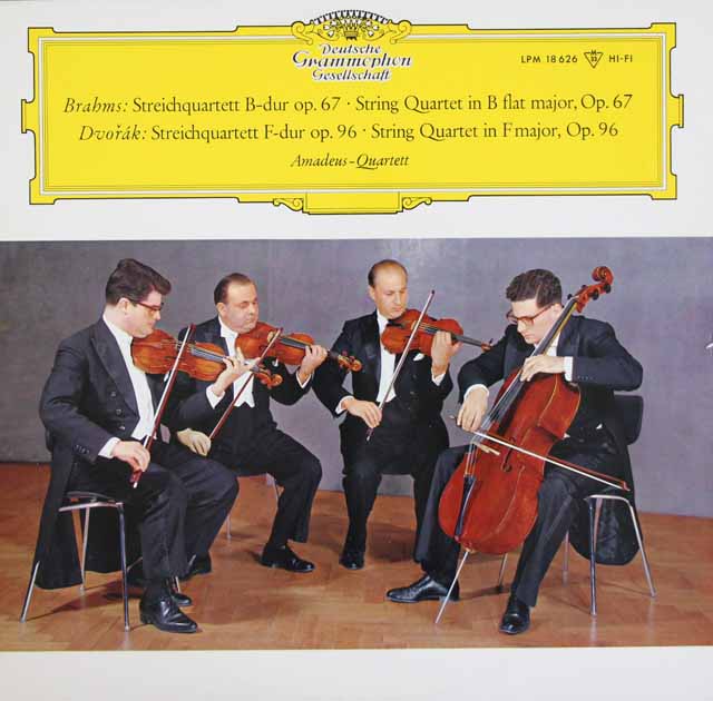 【モノラル】　アマデウス四重奏団のブラームス、ドヴォルザーク/弦楽四重奏曲集　独DGG　3722　LP レコード