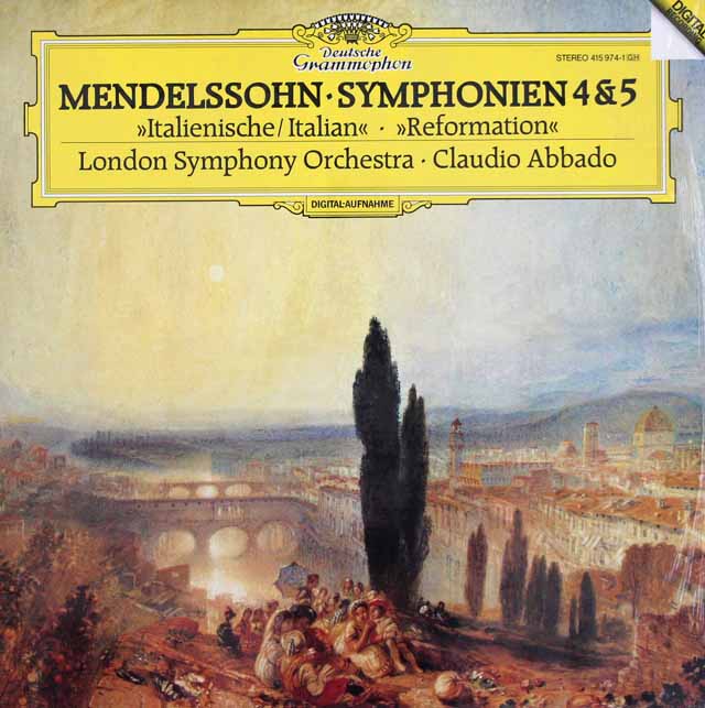 アバドのメンデルスゾーン/交響曲「イタリア」、「宗教改革」　独DGG　3722　LP レコード