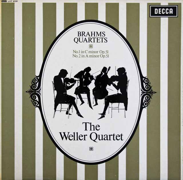 【モノラル】　ウェラー四重奏団のブラームス/弦楽四重奏曲第1、2番 　英DECCA　3722　LP レコード