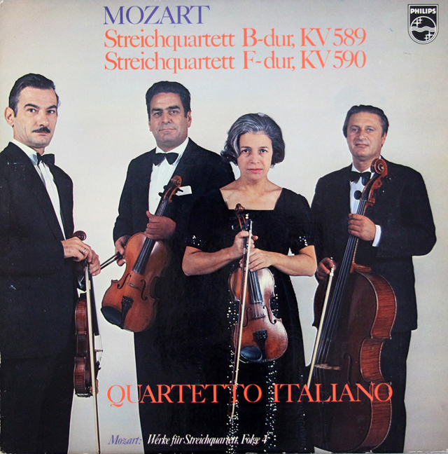 イタリア四重奏団のモーツァルト/弦楽四重奏曲第22、23番　蘭PHILIPS　3723　LP レコード