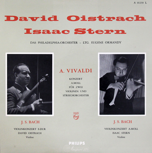 【モノラル】　オイストラフ、スターン、オーマンディのヴィヴァルディ/2つのヴァイオリンのための協奏曲集　蘭PHILIPS　3724　LP レコード