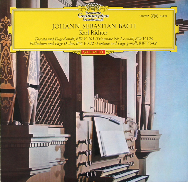 【赤ステレオ、独最初期盤】　リヒターのバッハ/トッカータとフーガニ短調ほか　独DGG　3724　LP レコード