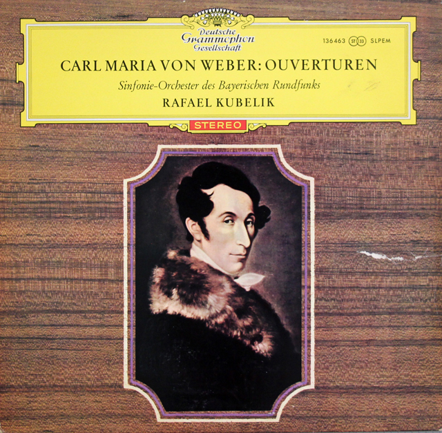 【赤ステレオ、独最初期盤】　クーベリックのウェーバー/序曲集　独DGG　3725　LP レコード