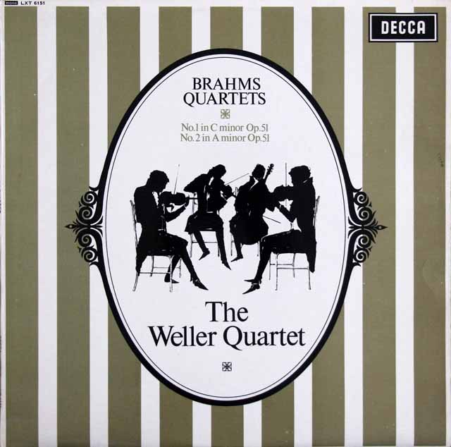 【モノラル】　ウェラー四重奏団のブラームス/弦楽四重奏曲第1、2番 　英DECCA　3727　LP レコード