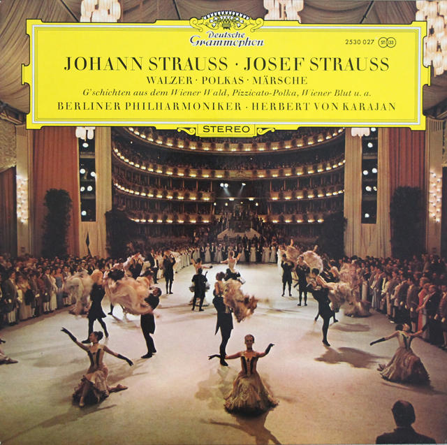 カラヤンのJ.シュトラウス2世/ワルツ「ウイーンの森の物語」ほか　独DGG　3728　LP　レコード