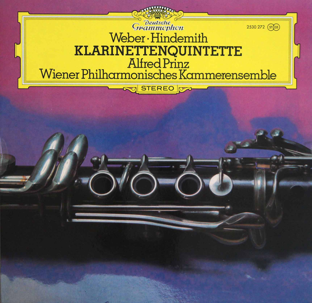 プリンツ、ウィーン室内合奏団のウェーバー、ヒンデミット/クラリネット五重奏曲　独DGG　3728　LP レコード