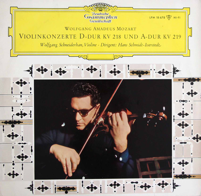 【モノラル】　シュナイダーハンのモーツァルト/ヴァイオリン協奏曲第4、5番　独DGG　3728　LP レコード