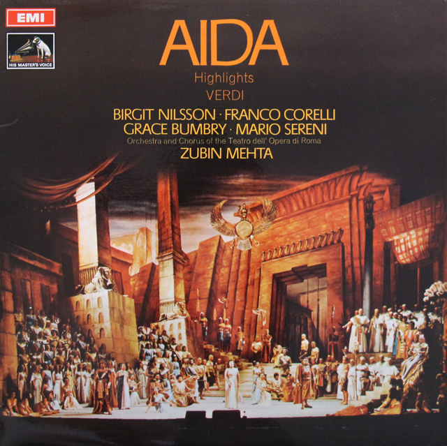 【オリジナル盤】　ニルソン、コレルリ、メータらのヴェルディ/「アイーダ」（抜粋）　英EMI　3728　LP レコード