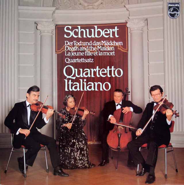 イタリア四重奏団のシューベルト/弦楽四重奏曲第14番「死と乙女」、第12番「四重奏断章」　蘭PHILIPS　3729　LP レコード