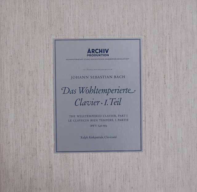 カークパトリックのバッハ/平均律クラヴィーア曲集第1巻　独ARCHIV　3729　LP レコード