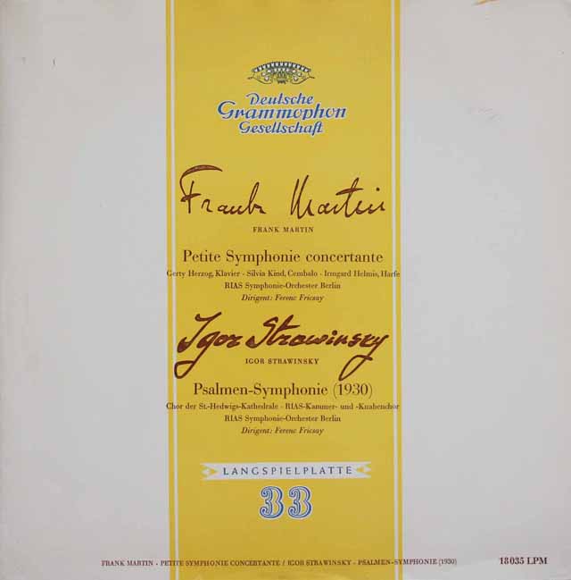 【LP33レーベル】　フリッチャイのマルタン/小協奏的交響曲ほか 　独DGG　3730　LP レコード