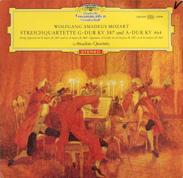 【赤ステレオ、独最初期盤】　アマデウス四重奏団のモーツァルト/弦楽四重奏曲第14、18番　独DGG　3730　LP レコード