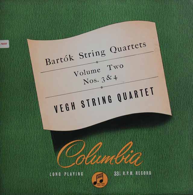 【オリジナル盤】　ヴェーグ四重奏団のバルトーク/弦楽四重奏曲第3、4番 　英Columbia　3731　LP レコード