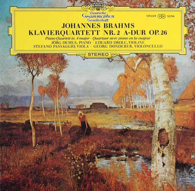 デムス＆ドロルツ四重奏団のブラームス/ピアノ四重奏曲第2番　独DGG　3731　LP レコード